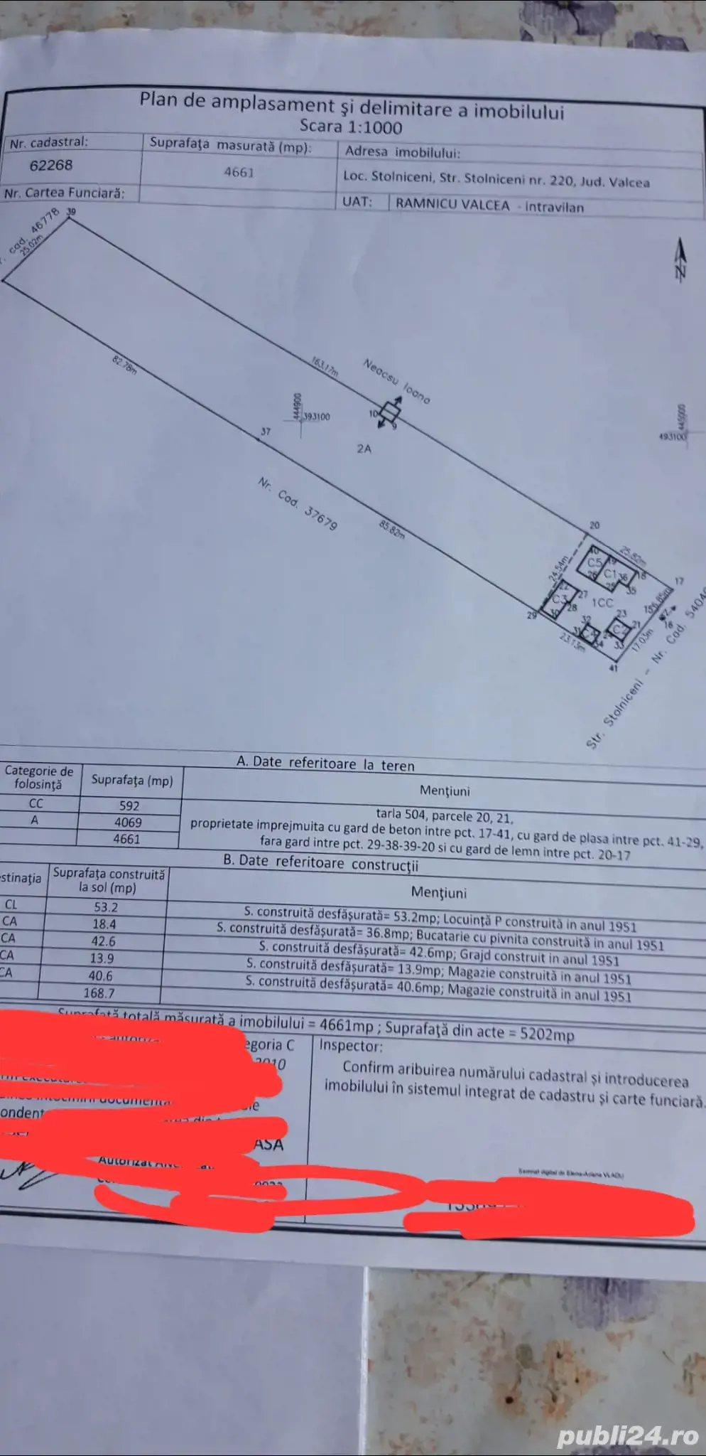 Teren + casa batraneasca de vanzare 