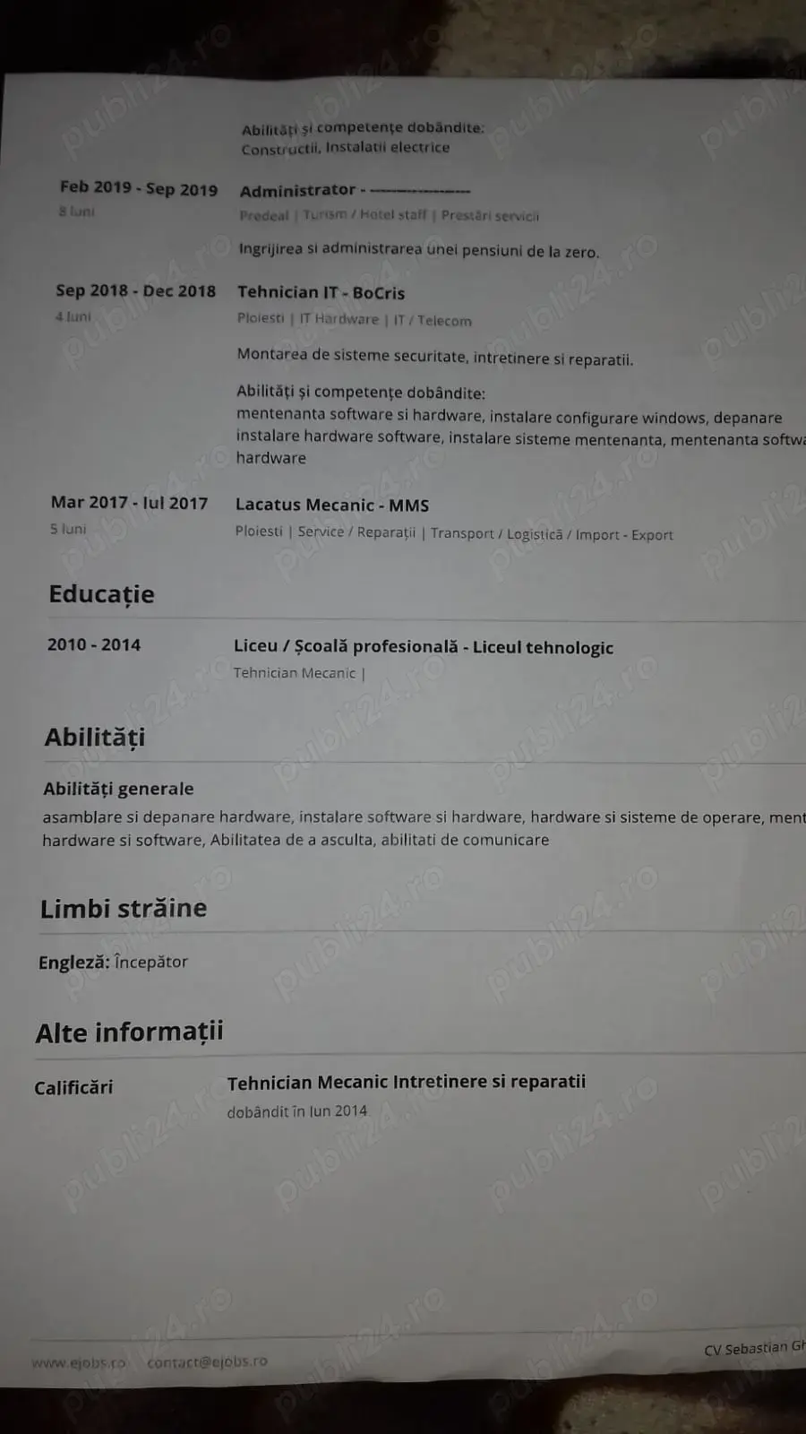 caut de munca plata la zi masa asigurata