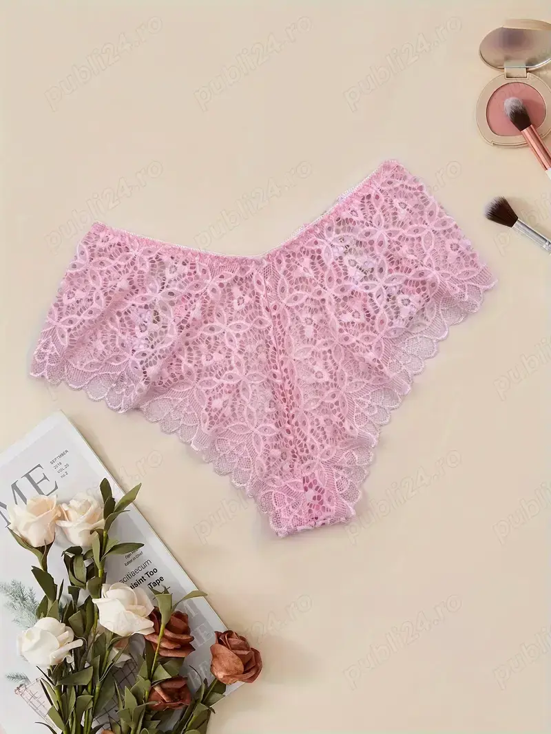 chiloți sexy din dantelă pentru femei roz-M-L,oferta