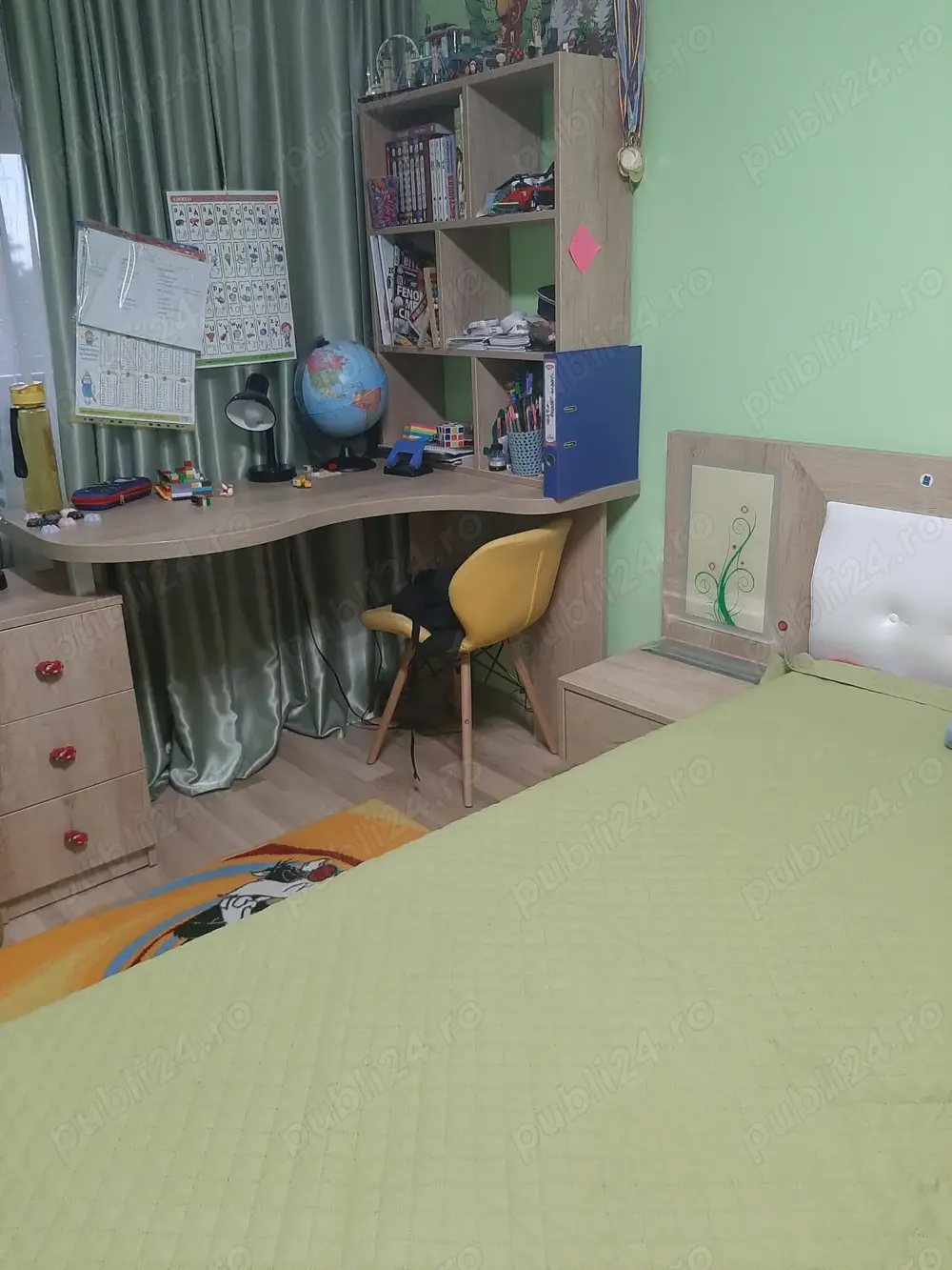 birou +pat cu noptiere+saltea ortopedica