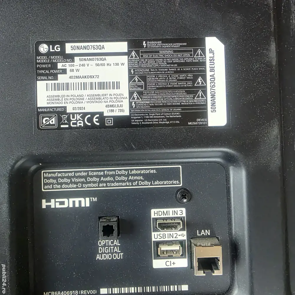 Dezmembrez smart tv Lg 50nano73qa