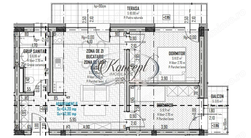 Apartament in imobil nou tip vila, in Baciu