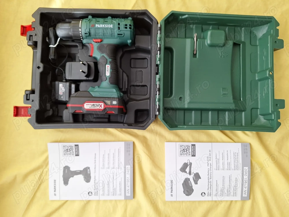 Masina de insurubat si gaurit Parkside PBSA 20-Li A1 cu acumulator si incarcator