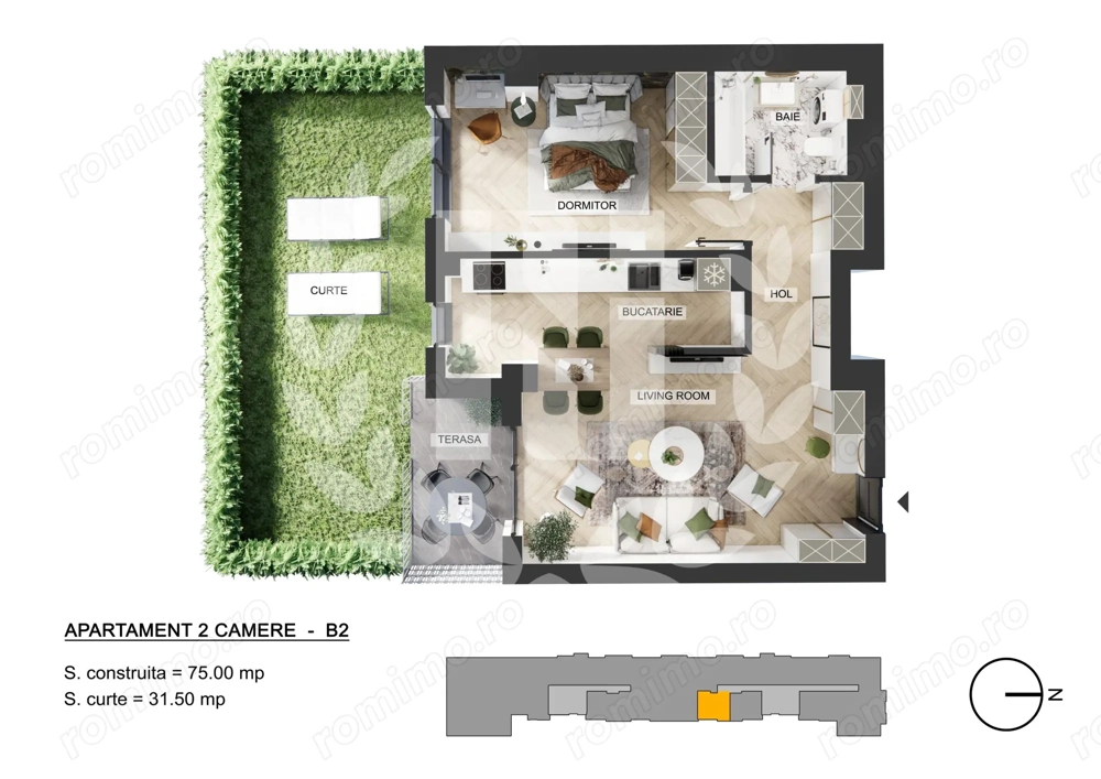 Apartament 2 camere | Pipera Plaza | Gradina privata | Bloc Finalizat
