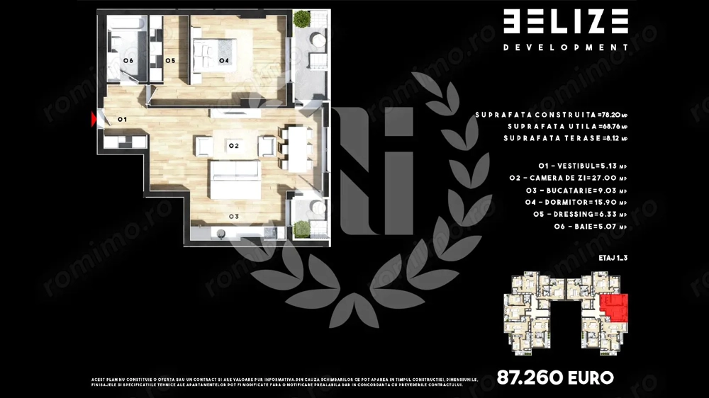 APARTAMENT 2 CAMERE CERNICA 2 TERASE 68 MP