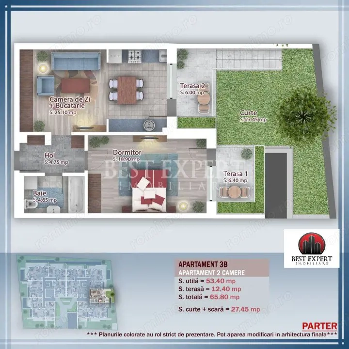 2 camere Direct Dezvoltator cu Gradina- 7 min STB