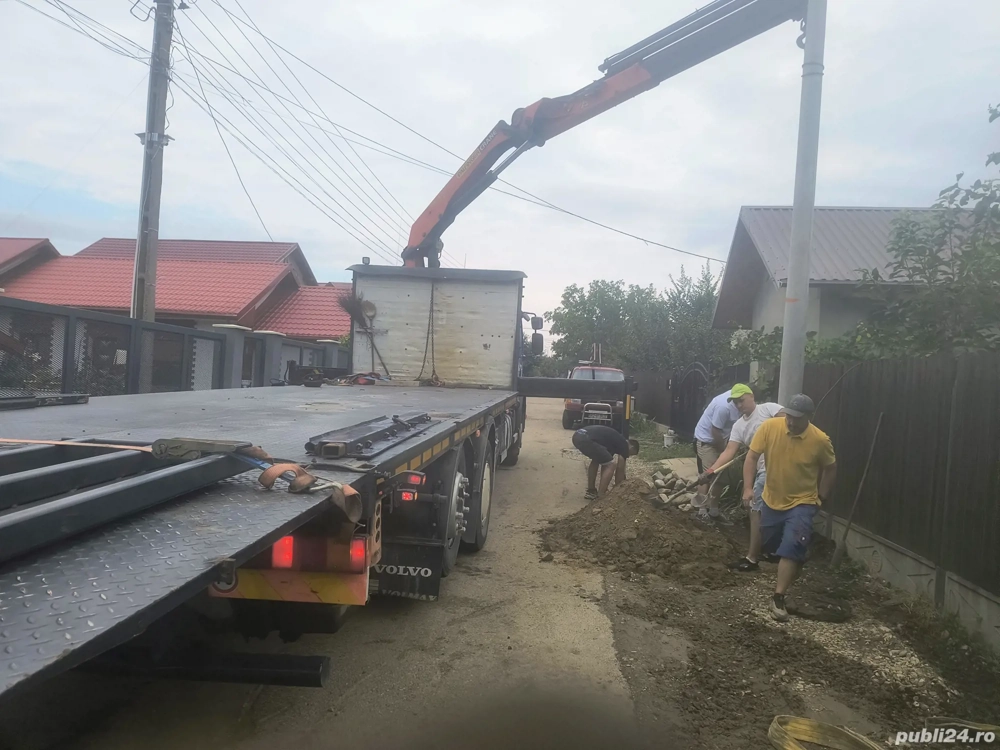 transport auto utilaje cu macara 
