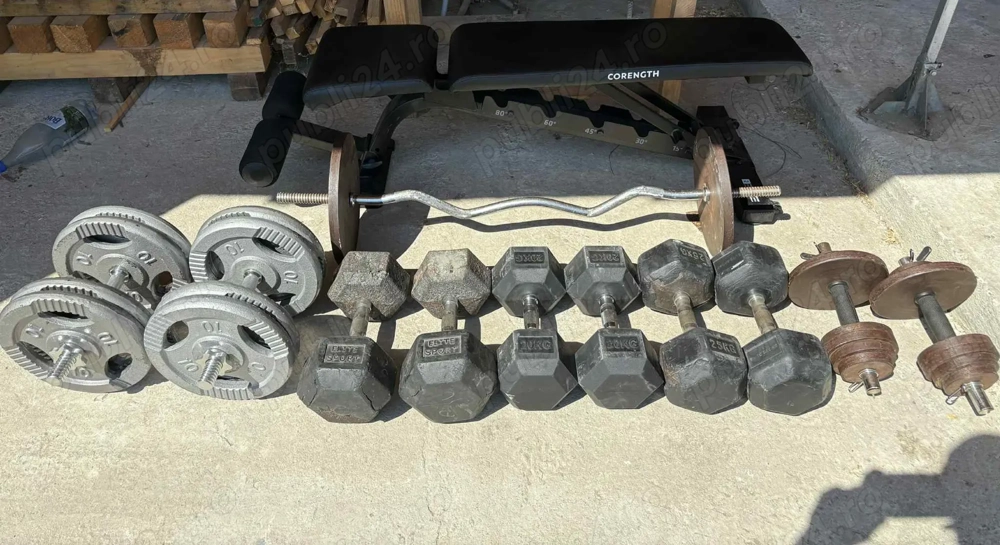 Vand gantere, discuri, bara, banca (separat sau impreuna)