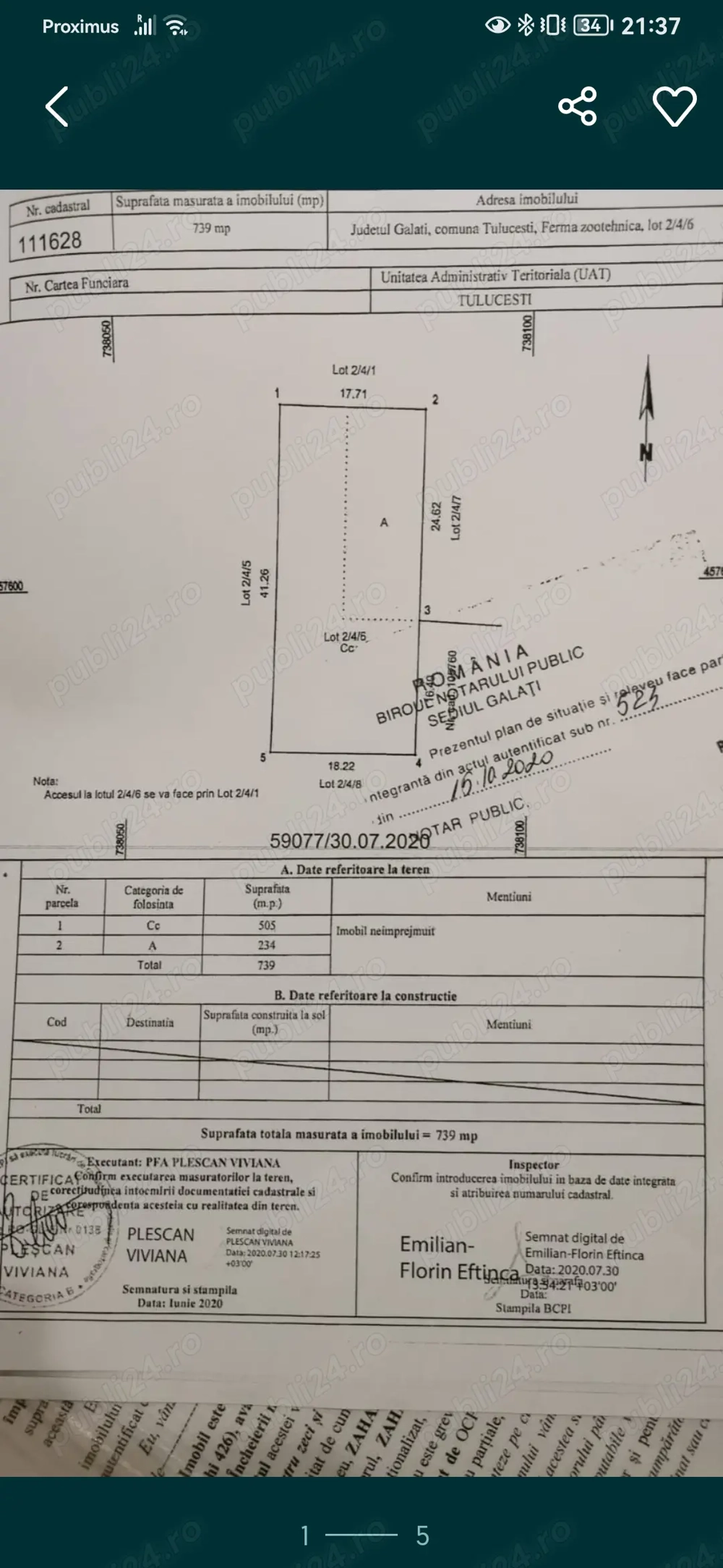 Vând teren intravilan în Tulucesti (740m2)