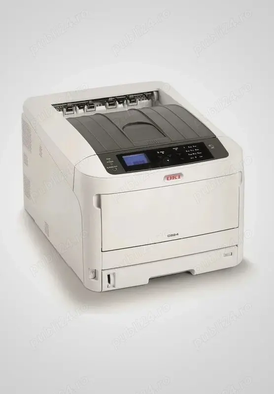 Imprimantă laser OKI C824 A3, concepută pentru volum mare de lucru în birouri.