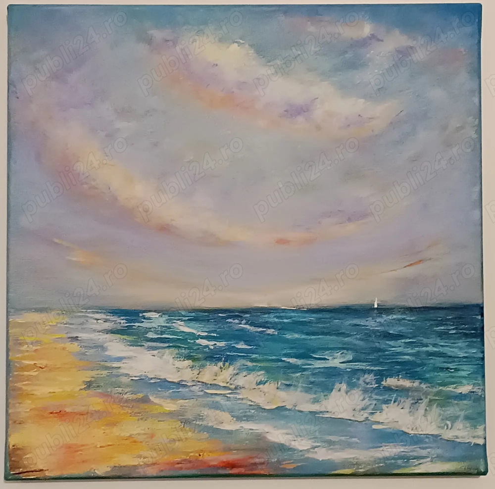 Vând Tablou pictat manual in culori acrilice pe panza întinsă pe cadru de lemn. Original, unicat.