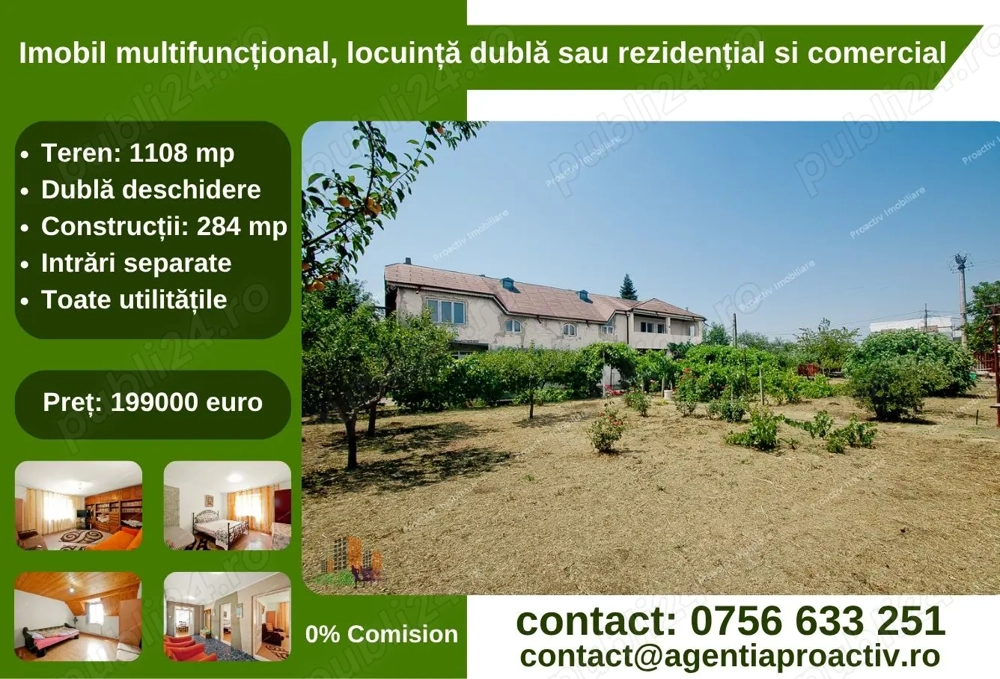 Imobil multifuncțional, locuință dublă sau rezidențial si comercial