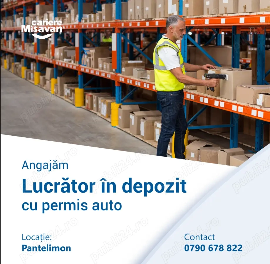 Lucrator in depozit cu permis auto categ. B - Bucuresti, Pantelimon