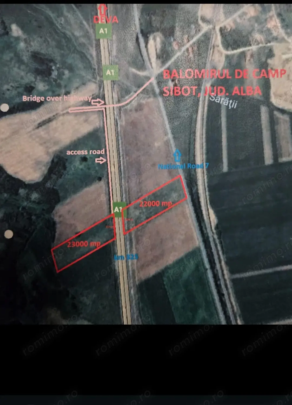 Vand teren 45000 mp A1 KM 57 front A1 DN7 ( 2 parcele ) Vand teren 45000 mp A1 KM 57 front A1 DN7 ( 2 parcele )