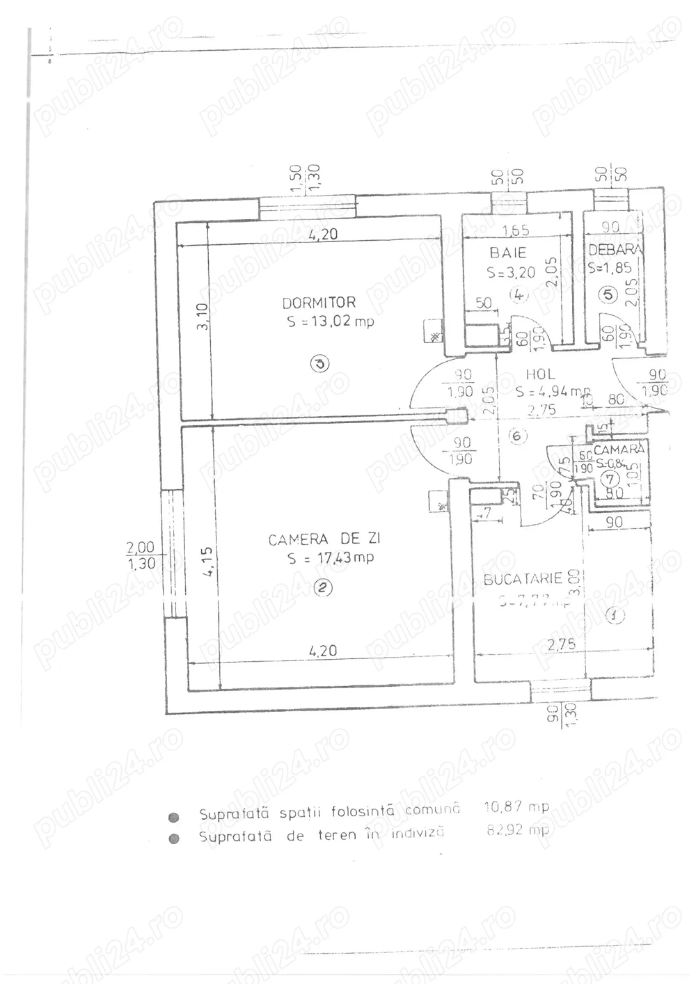 Vand apartament cu 2 camere din caramida in localitatea frumusica, judetul botosani