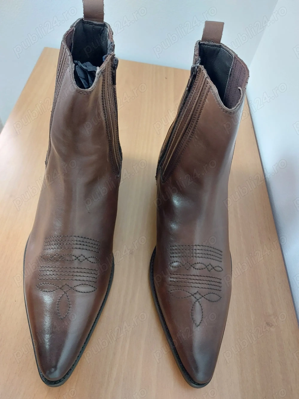 Ghete Cowboy piele naturală - măsura 46 (12 US) toc bloc 5cm 