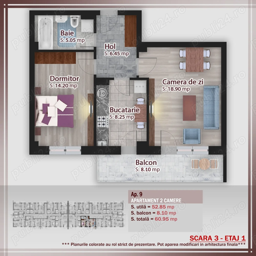 Apartament 2 camere -Proiect nou 