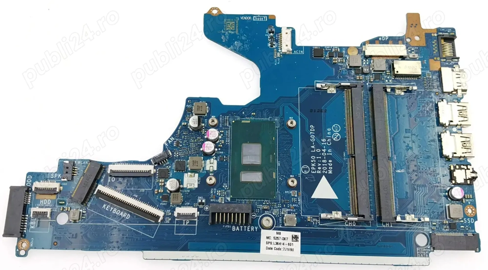 Placa de baza HP 250 G7 HP 15 DA i3-7100U