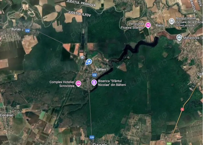 Teren intravilan 3.000 mp   parcelabil, Sat Bălteni (Scrovistea), Com. Periș   locație premium