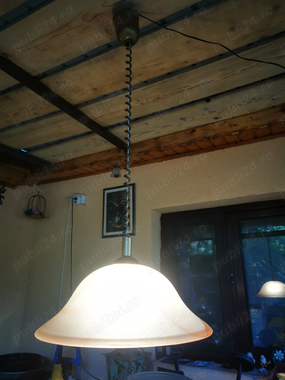 plafoniera lustra lampa pendul abajur sticla 40cm cu dulie bec clasic tip e27