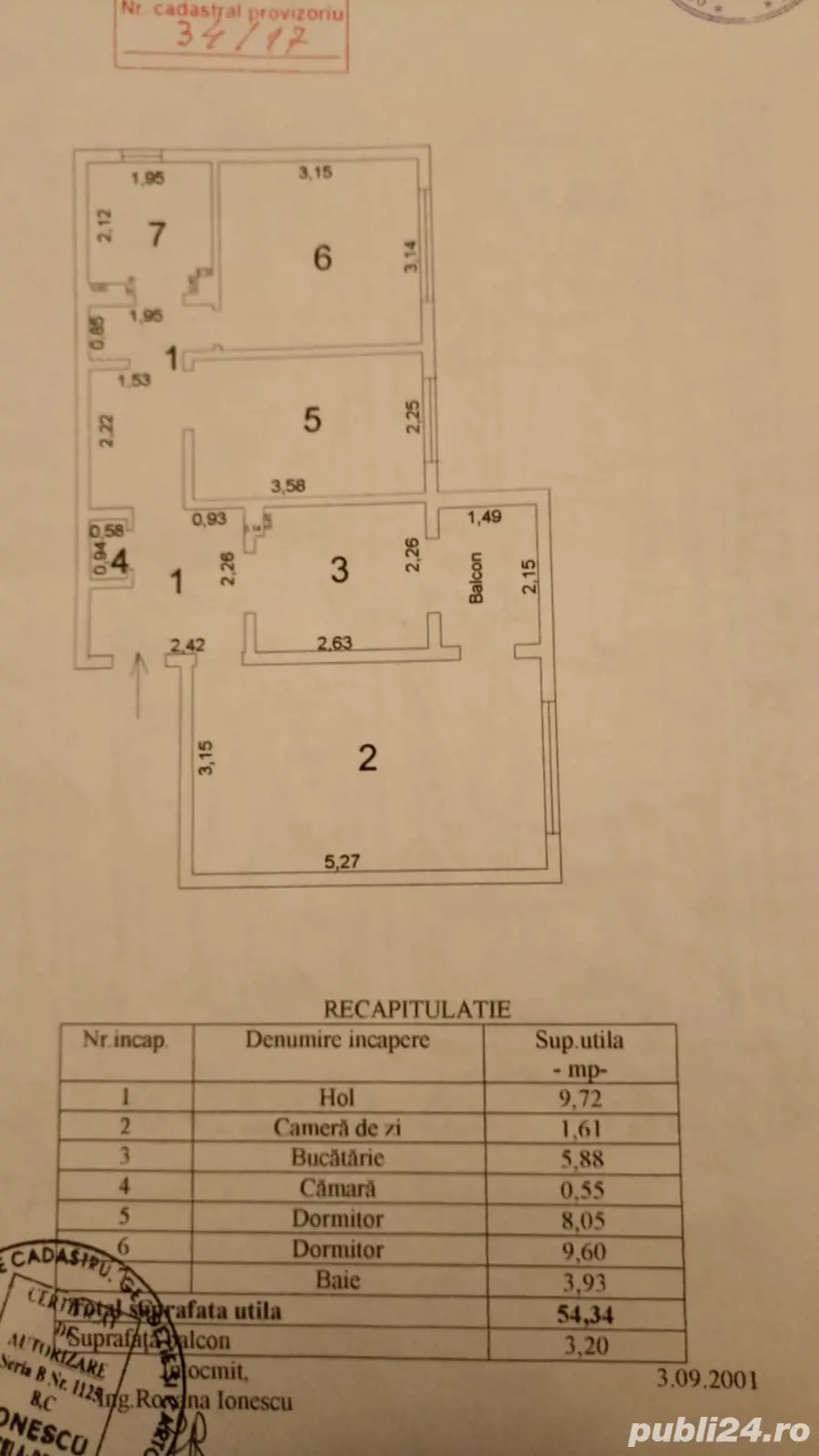 Apartament 3 camere decomandat