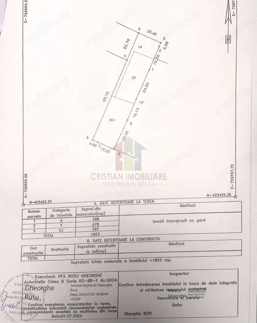 Teren intravilan, 1853 mp, deschidere 20 m Cazasu