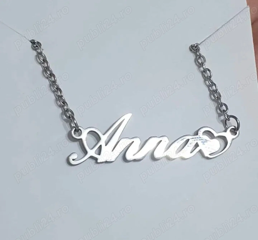 Vand colier cu nume personalizat din otel inoxidabil argintiu Anna