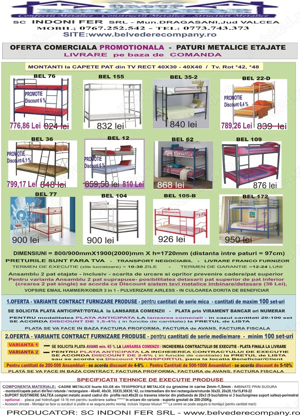 paturi metalice - marca BELVEDERE