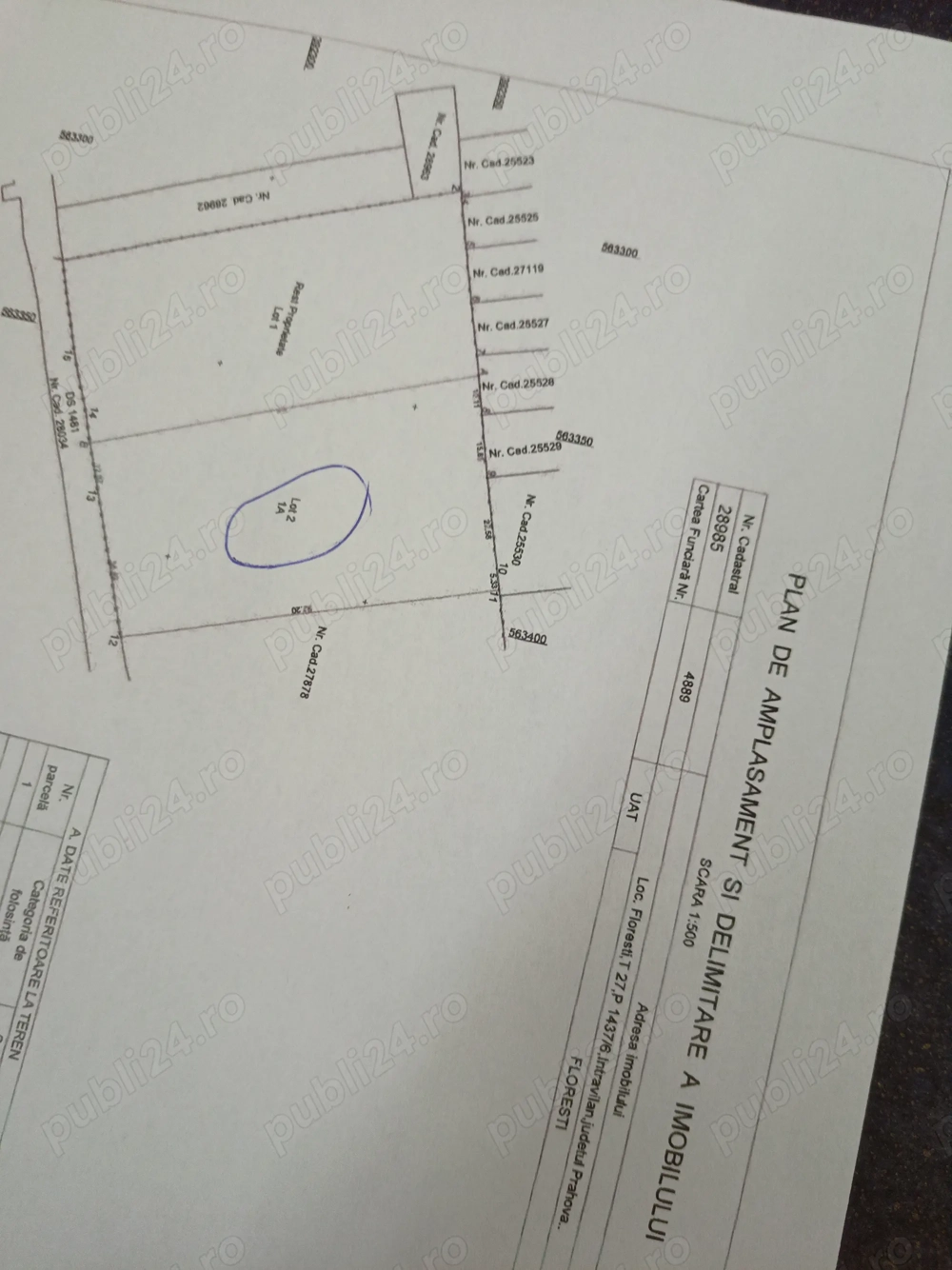 Teren intravilan arabil Floresti PH cu utilitati