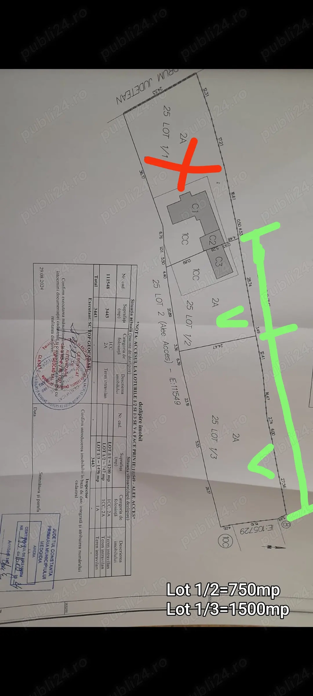  Vănd 2 Loturi Teren intravilan  27 euro mp.