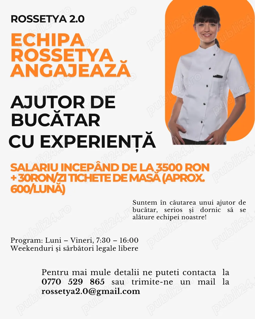 Angajăm Ajutor De Bucătar 