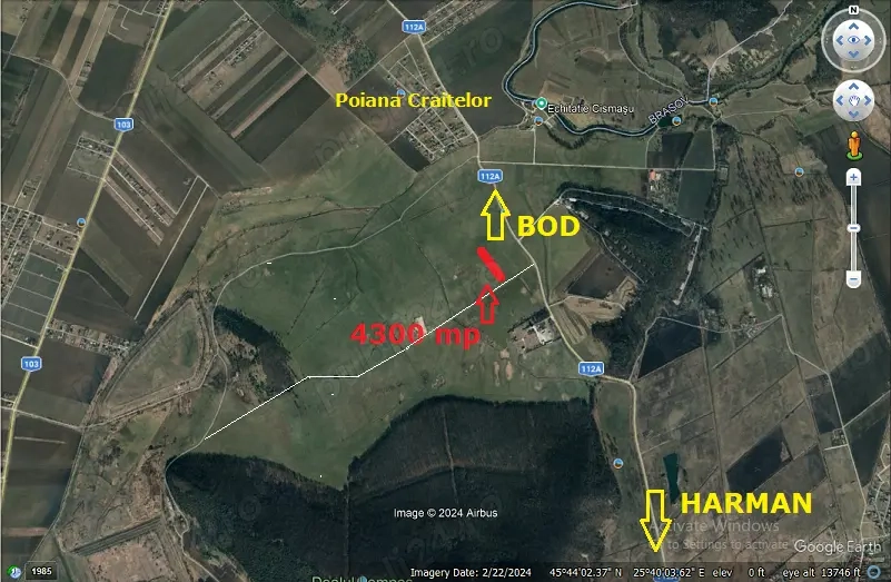 Teren pitoresc Bod - zona cartier Poiana Craitelor (echitatie Cismasu)