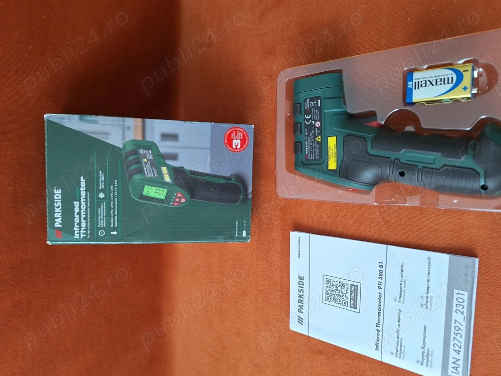 Termometru laser digital infrarosu, PTI 380 B1 Parkside