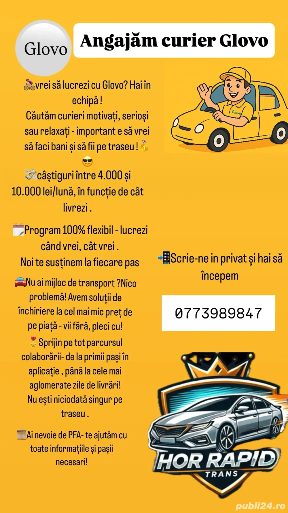 Angajez curieri Glovo