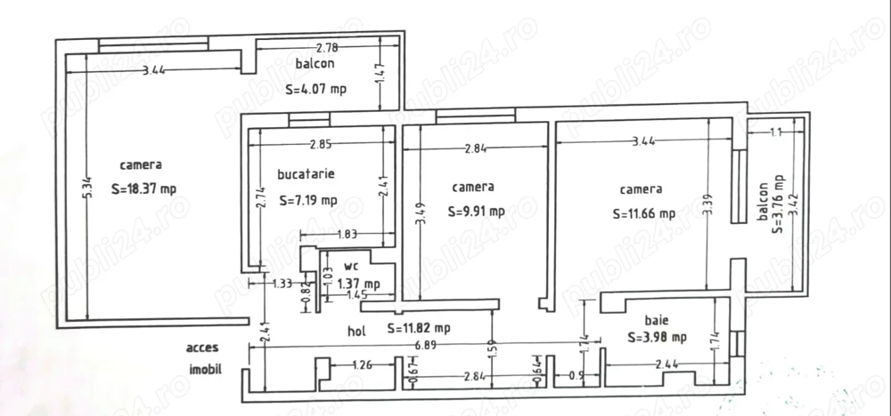  Apartament 3 camere decomandat mobilat, utilat  ( 2 băi & 2 balcoane)  Reducere surpriza!!!