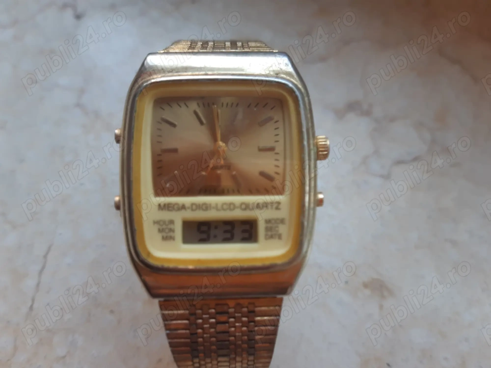 Ceas tip Mega Digi LCD cadran dublu