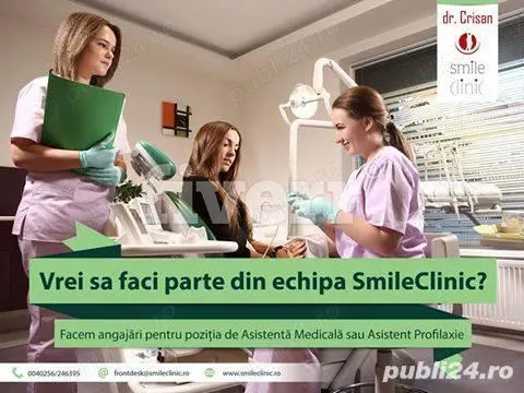 Smile Clinic angajeaza asistent receptie, cu sau fara experienta