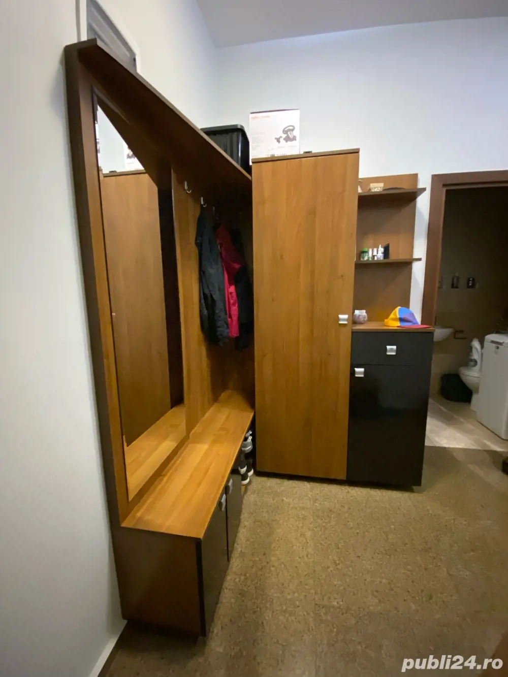 mobilier de hol cu oglinda, dulap, cuier, pantofar