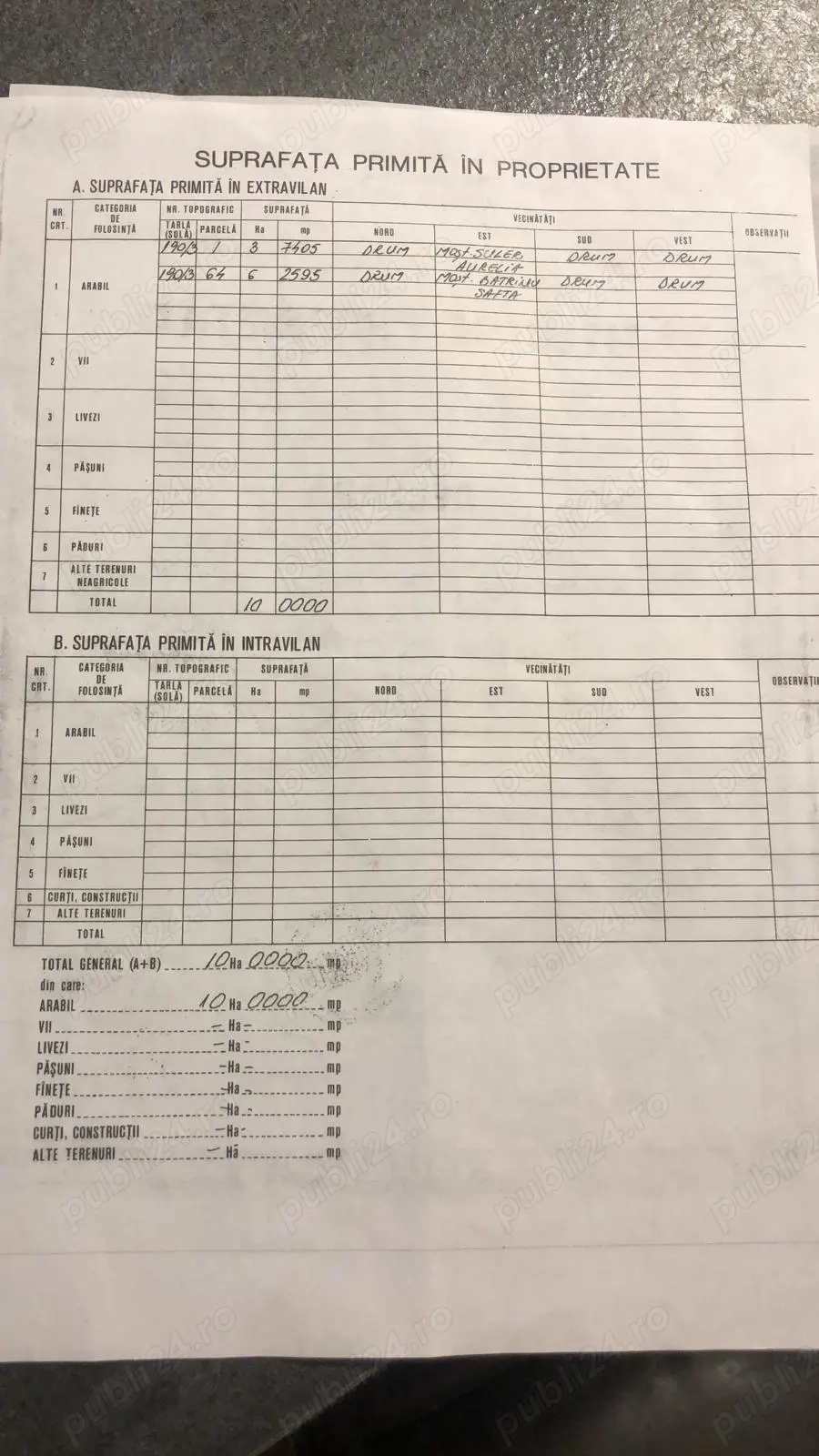 Vinzare teren extravilan Dragalina 10ha 