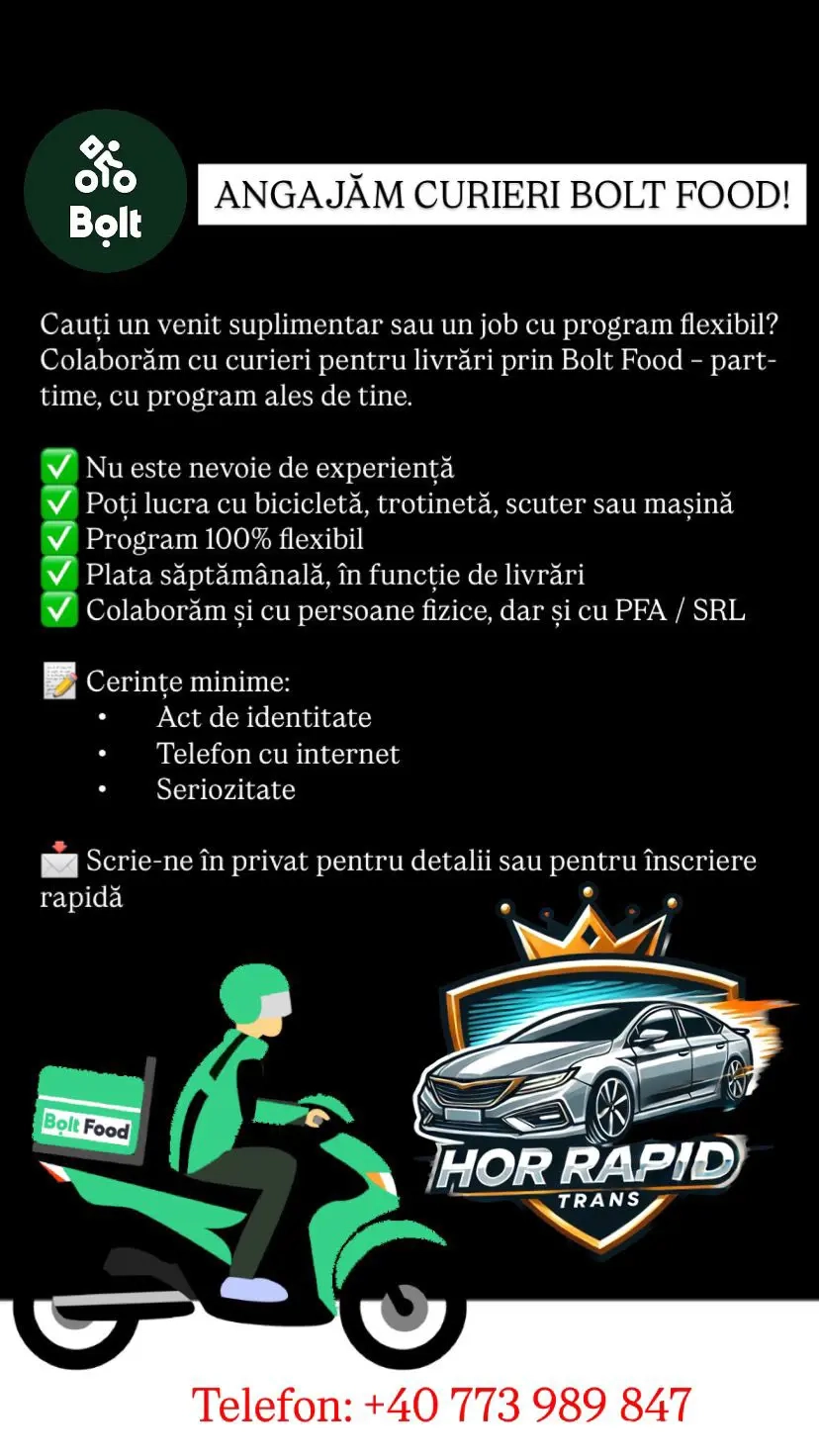 Angajez curieri Bolt Food
