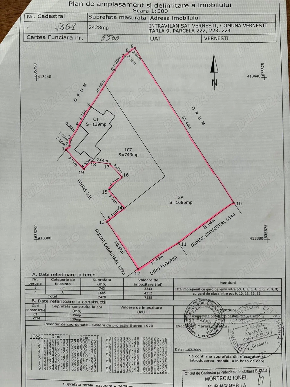 Vanzare teren intravilan   Vernești, Buzău (central)