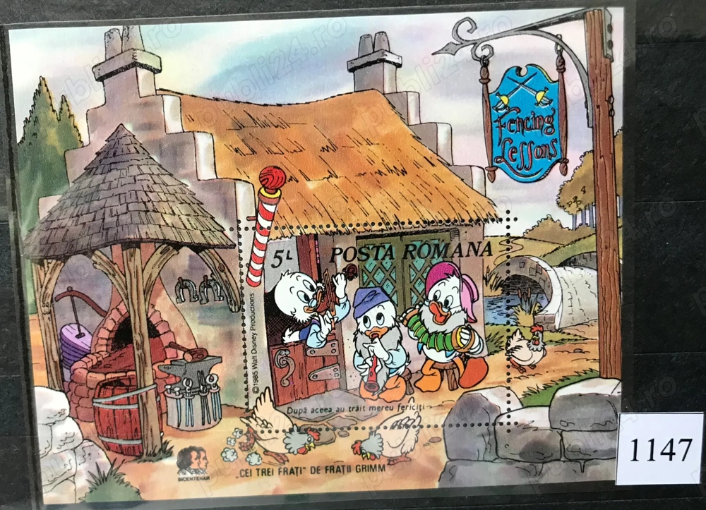 Timbre Romania LP 1147 Desene animate I, colita [1985]