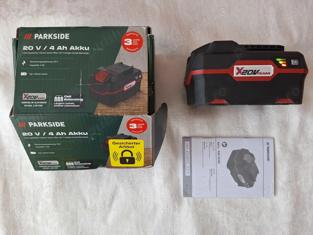 Acumulator Li-Ion Parkside Akku PAP 20 B3, 20V, 4Ah,  seria X 20 V Team