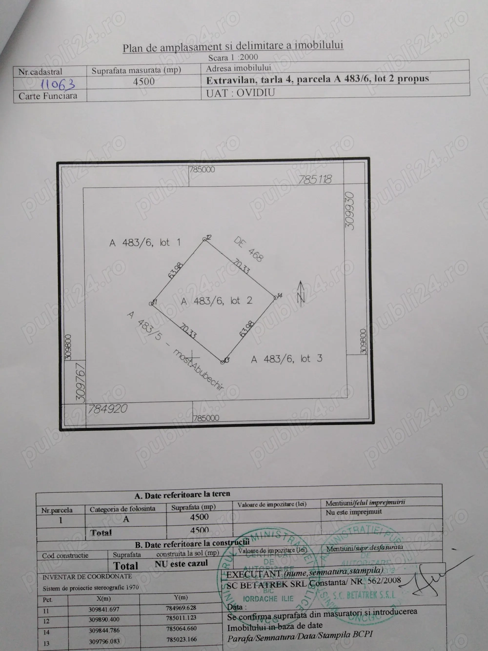 Varianta Constanta-Ovidiu,proprietar,vand teren