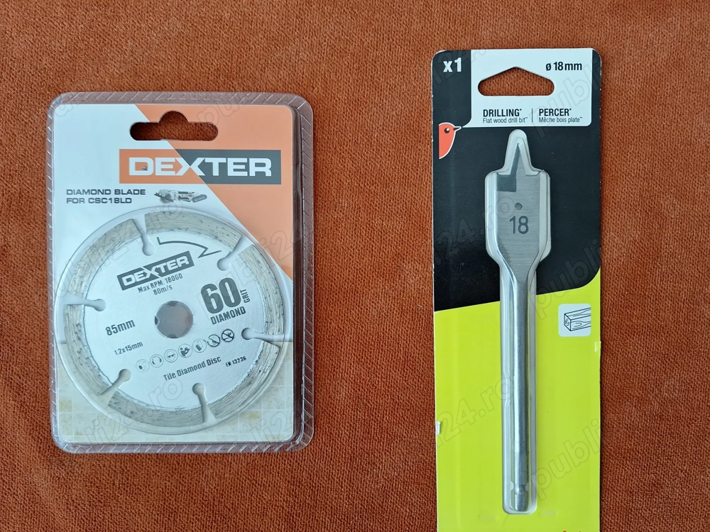 Panza diamantata, DEXTER + Burghiu plat pentru lemn, metric 18