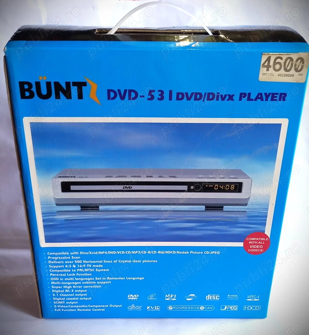 DVD   Divx player BUNTZ 531 + BONUS (100 - 80 lei)