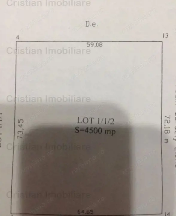 Teren intravilan Minerva Suprafata 4500 mp cu 59m deschidere