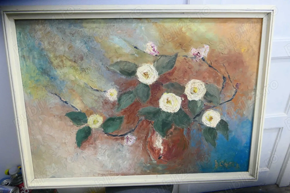 Natura Moarta - Flori - Semnata P. ?  Datat '81 Ulei  Panza 120 100cm