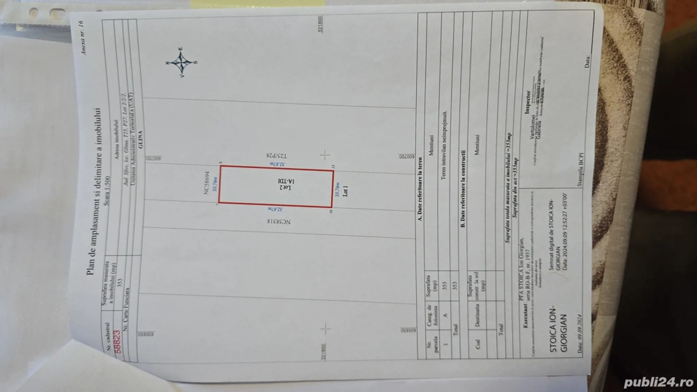 vand teren glina 353 metri lot casa ,deschidere de 33 metri drum acces 7 metri  s+p+2 et la 27555 vand teren glina 353 metri lot casa ,deschidere de 33 metri drum acces 7 metri  s+p+2 et la 27555