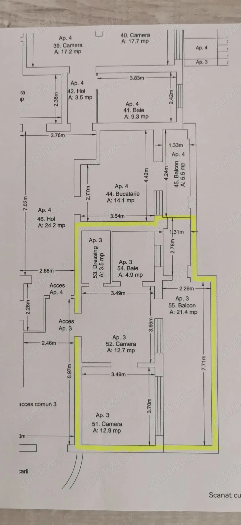 Apartament 2 camere cu terasa 55 mp negociabil 